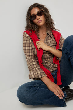 Lola Plaid Fitted Shirt - Beige