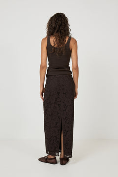Lene Lace Pencil Skirt - Dark Brown