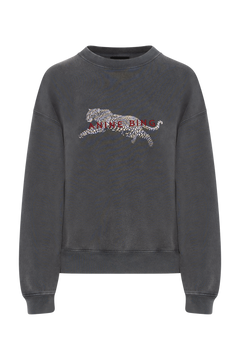 Spencer Sweatshirt Leopard - Washed Black