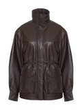 Camilla Leather Utility Jacket - Dark Brown