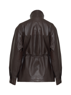 Camilla Leather Utility Jacket - Dark Brown