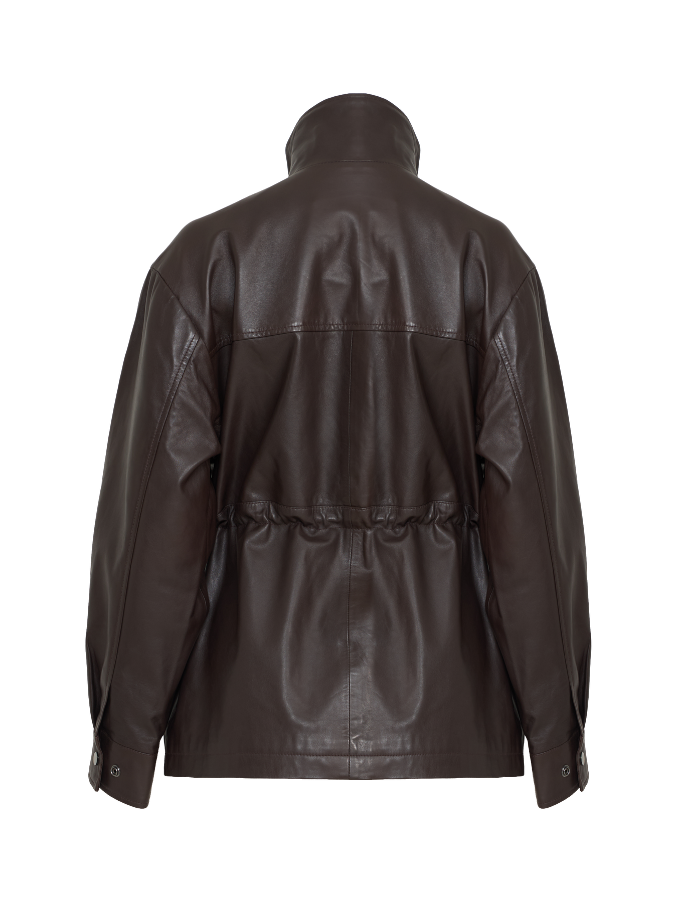 Camilla Leather Utility Jacket - Dark Brown