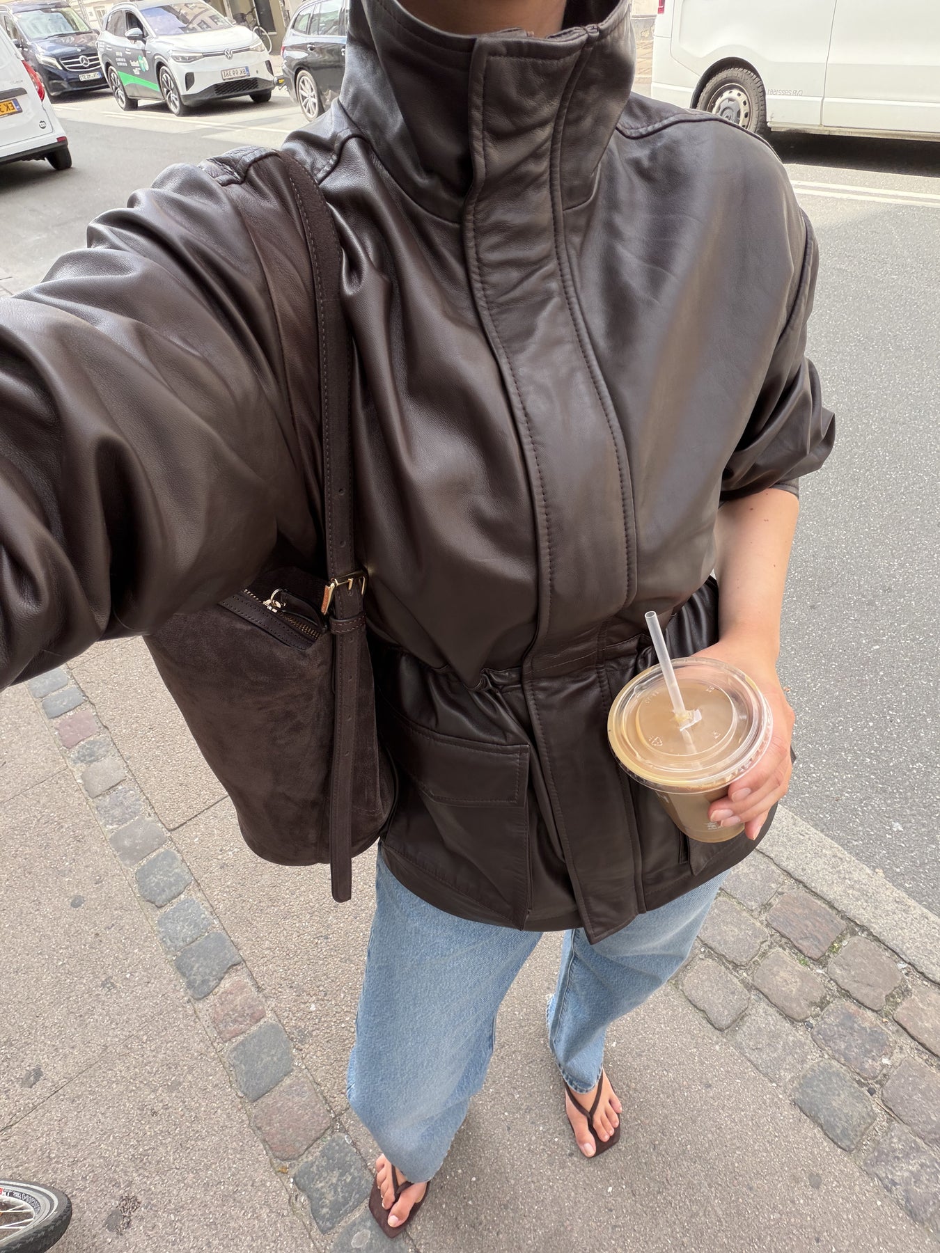 Camilla Leather Utility Jacket - Dark Brown
