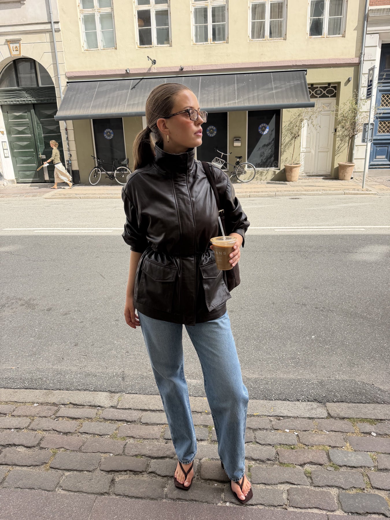 Camilla Leather Utility Jacket - Dark Brown