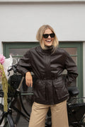 Camilla Leather Utility Jacket - Dark Brown