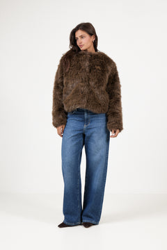 Tora Fake Fur Jacket - Brown