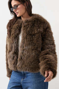 Tora Fake Fur Jacket - Brown