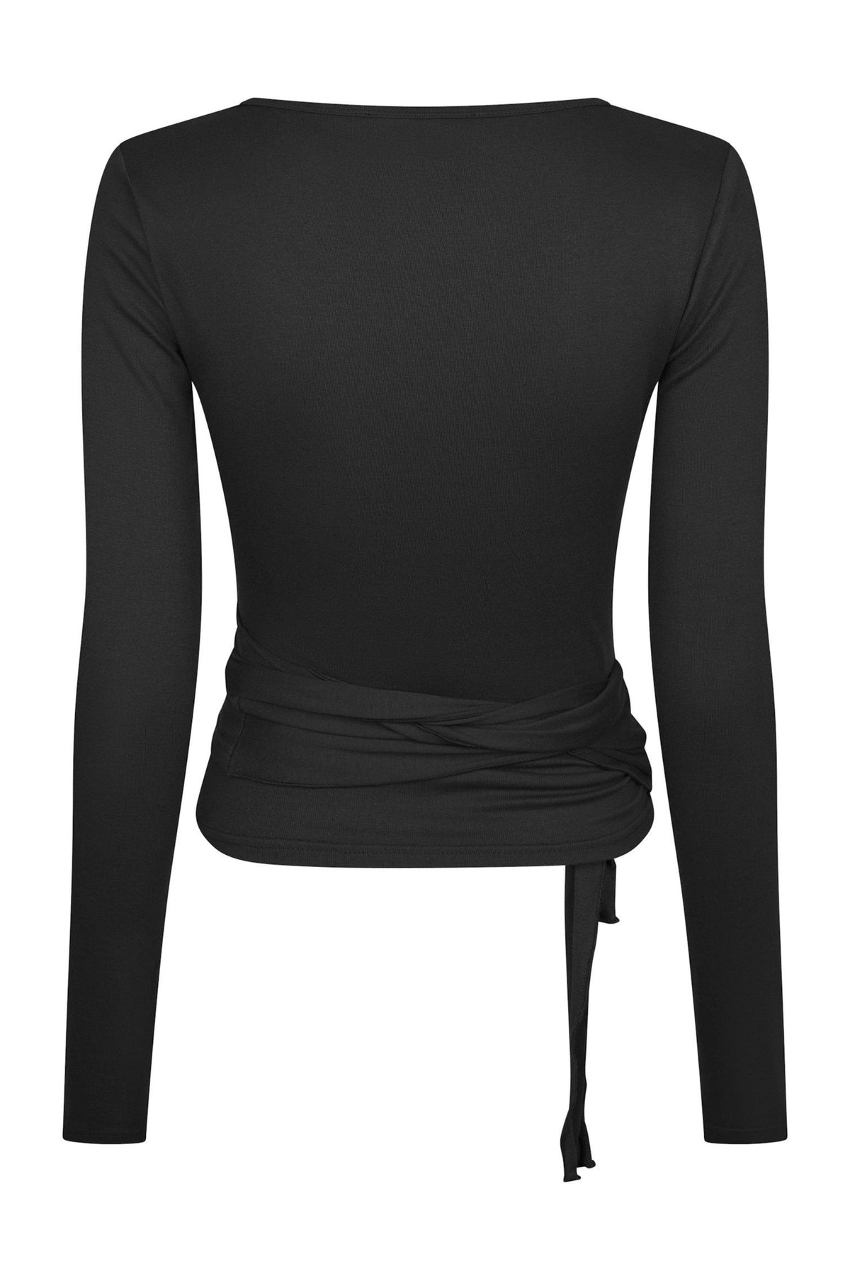 Nia Jersey Wrap Blouse - Black