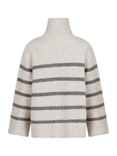Nevena Stripe Knit Blouse - Sand/Grey