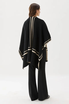 Garbo Poncho - Black/Oat