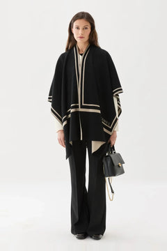 Garbo Poncho - Black/Oat