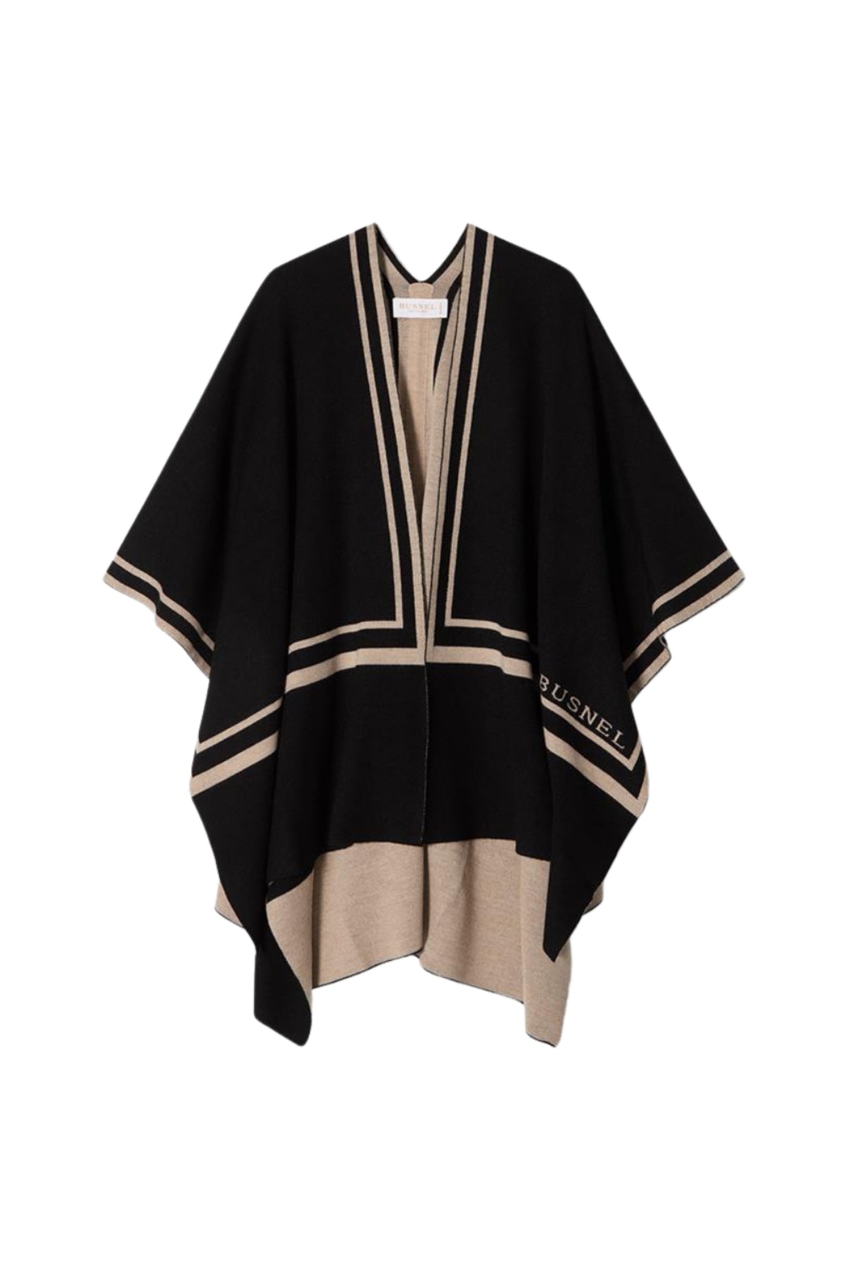 Garbo Poncho - Black/Oat