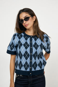 Allestar Check Knit Cardigan - Navy
