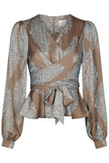 Rista Paisley Drop Blouse - Dark Taupe/Light Blue