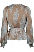 Rista Paisley Drop Blouse - Dark Taupe/Light Blue