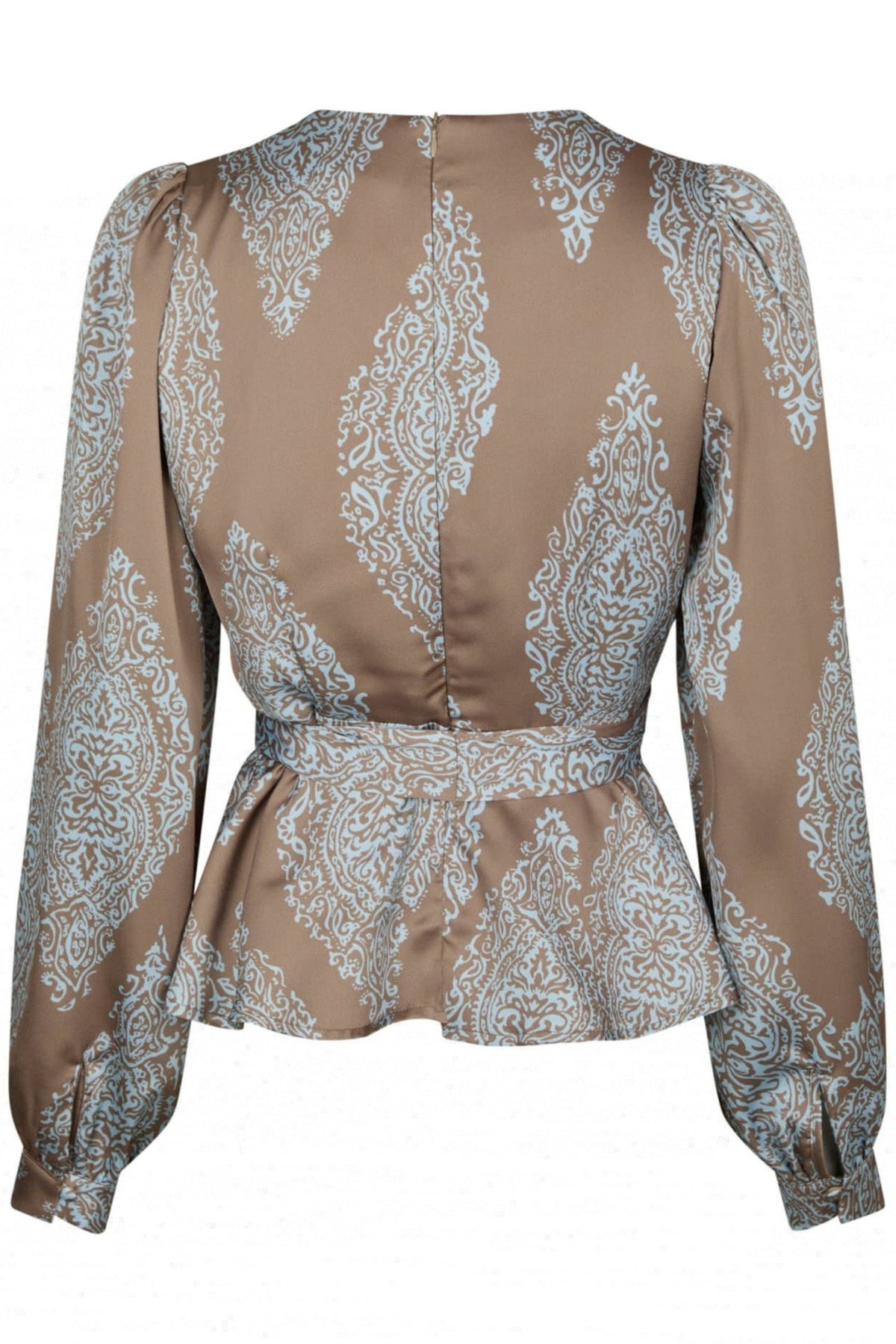 Rista Paisley Drop Blouse - Dark Taupe/Light Blue