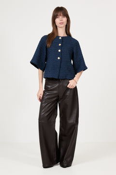 Rosella Boucle Mini Jacket - Navy