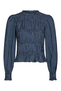 Marcia Check Blouse - Blue