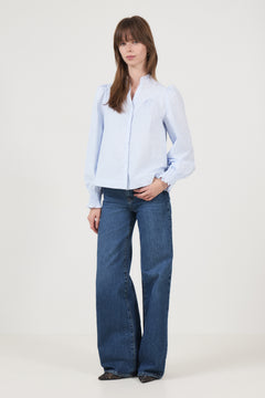 Astrida Stripe Stone Blouse - White