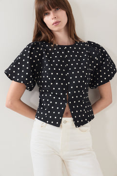 Anela Dot Blouse - Black
