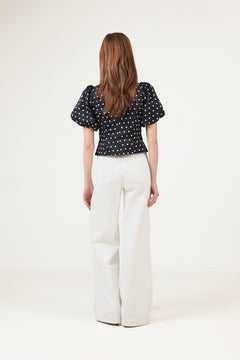 Anela Dot Blouse - Black
