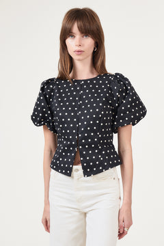 Anela Dot Blouse - Black