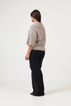 Bandi Fluffy Knit Blouse - Beige Melange