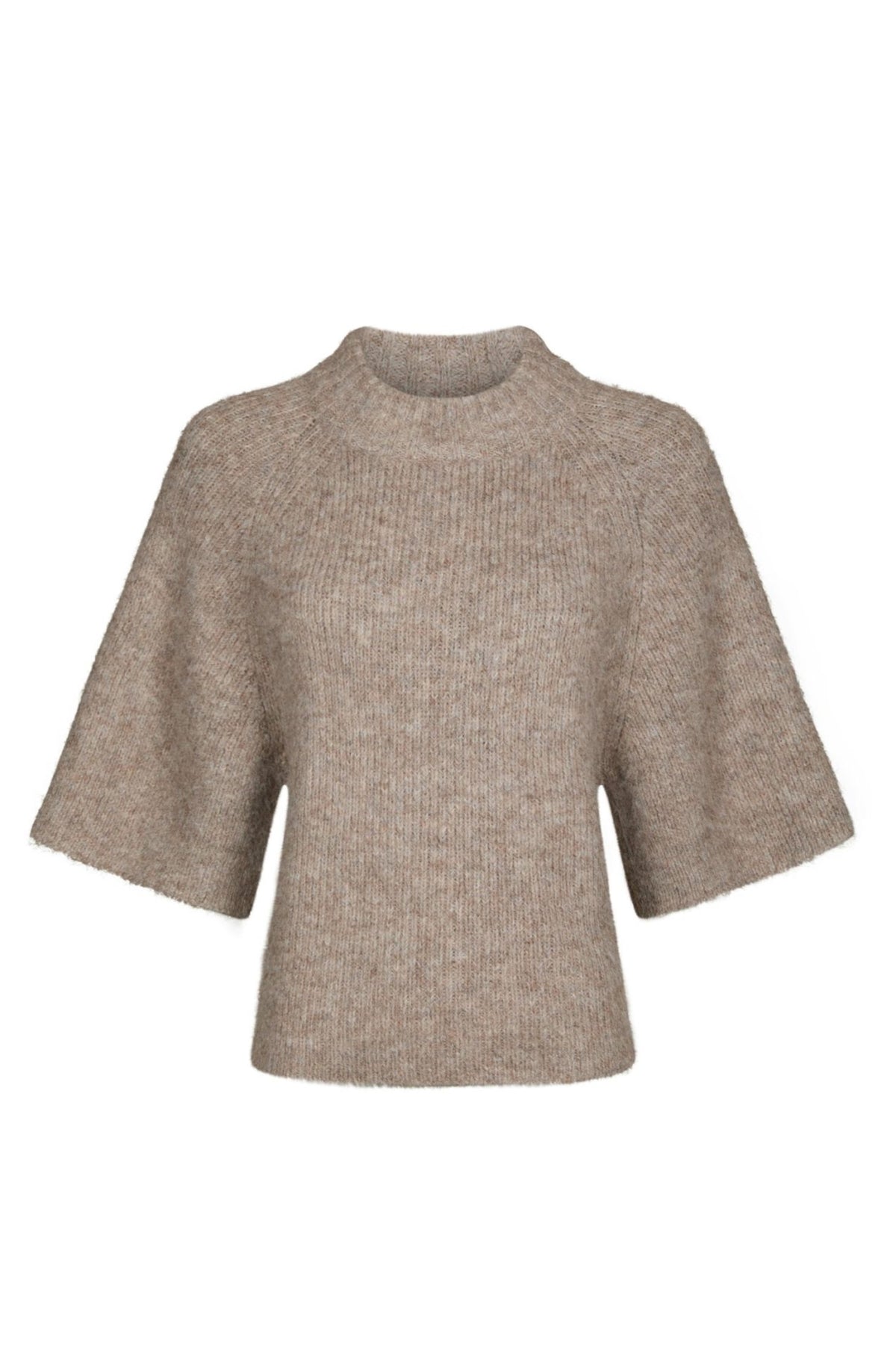 Bandi Fluffy Knit Blouse - Beige Melange