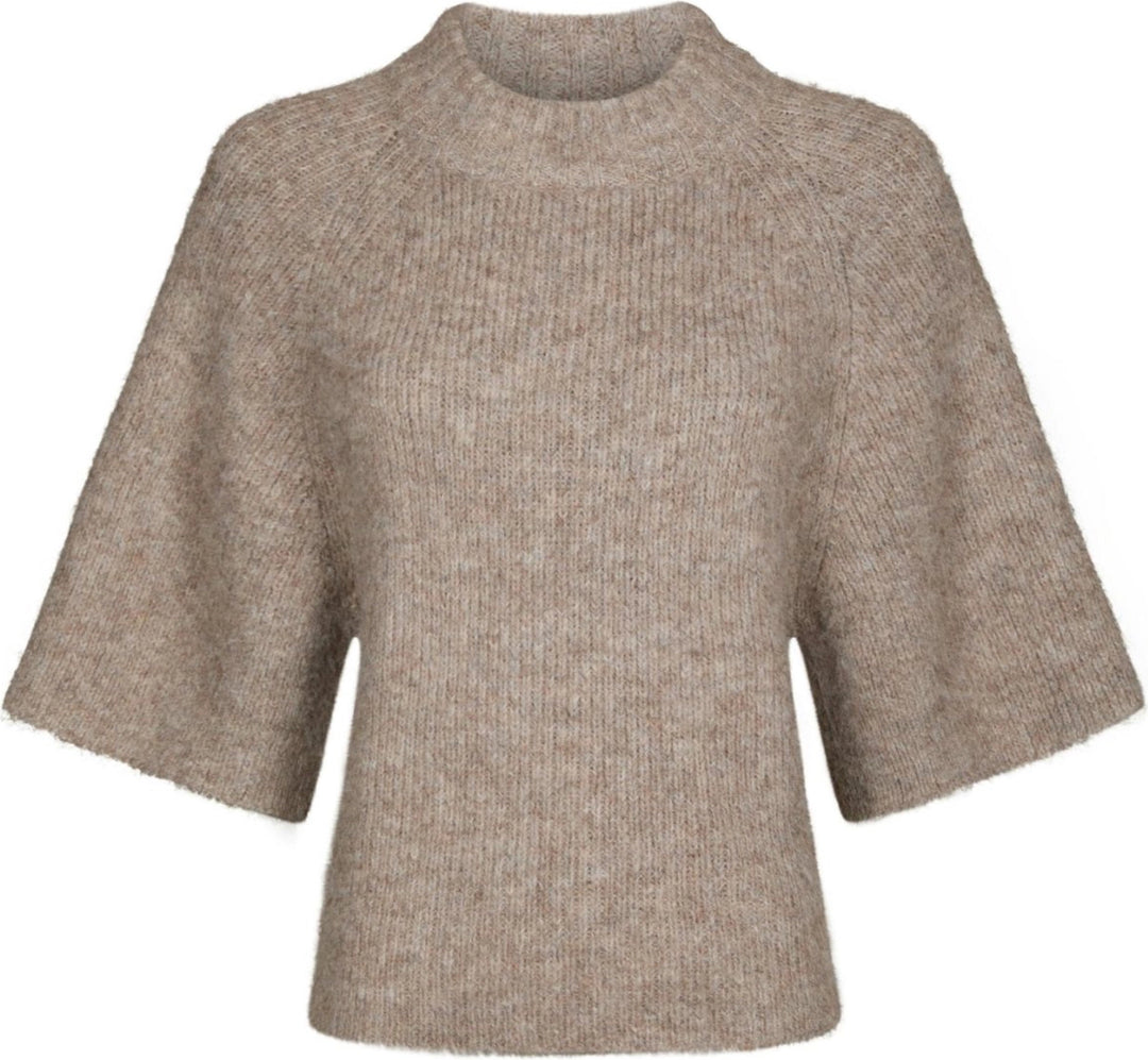 Bandi Fluffy Knit Blouse - Beige Melange