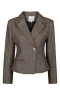 Valia Herringbone S Blazer - Mörkbrun