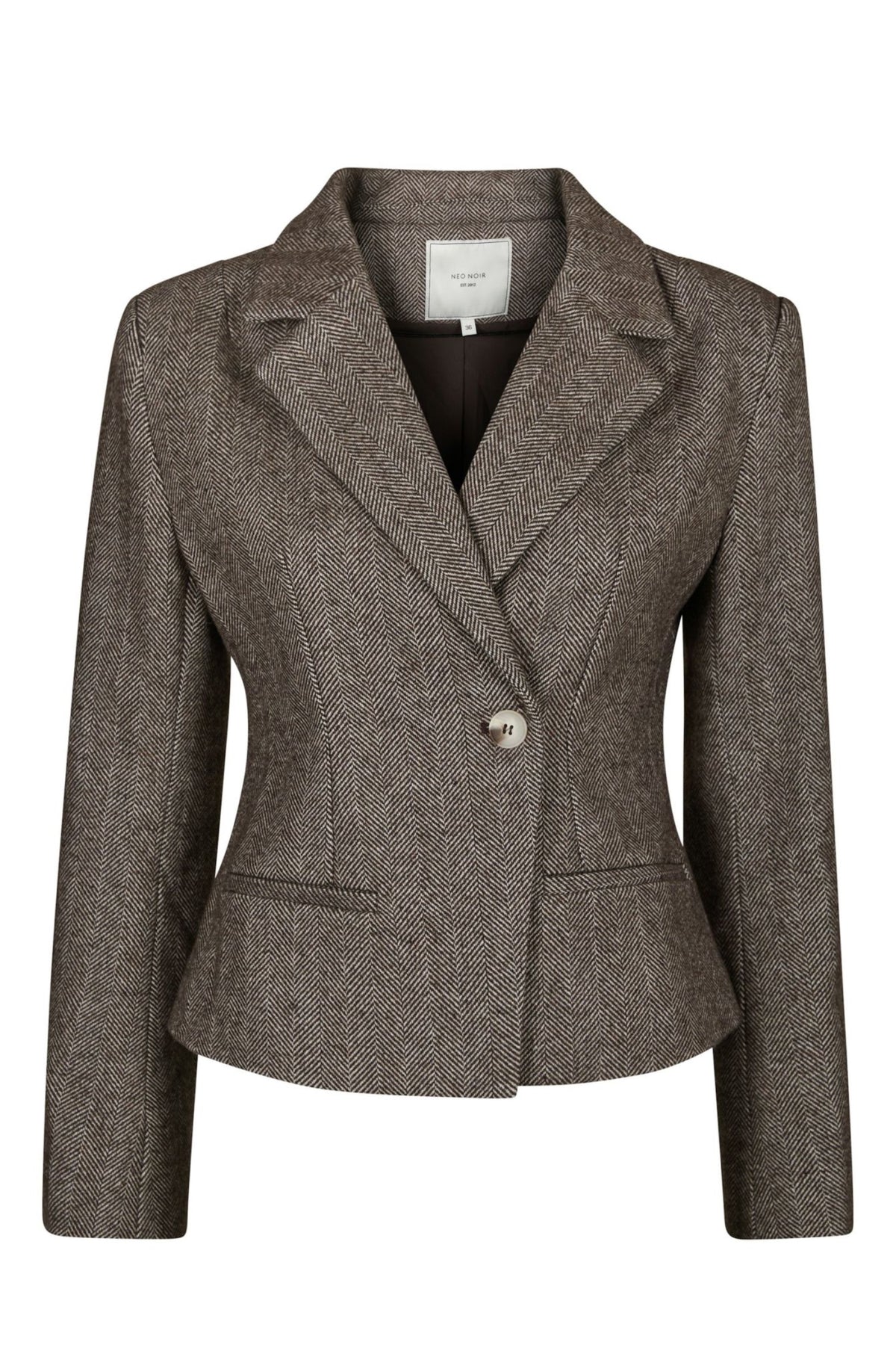 Valia Herringbone S Blazer - Mörkbrun