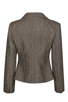 Valia Herringbone S Blazer - Dark Brown