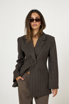 Bowie Stripe Blazer - Brown