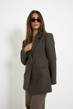 Bowie Stripe Blazer - Brown
