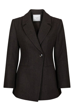 Bowie Herringbone F Blazer - Dark Brown