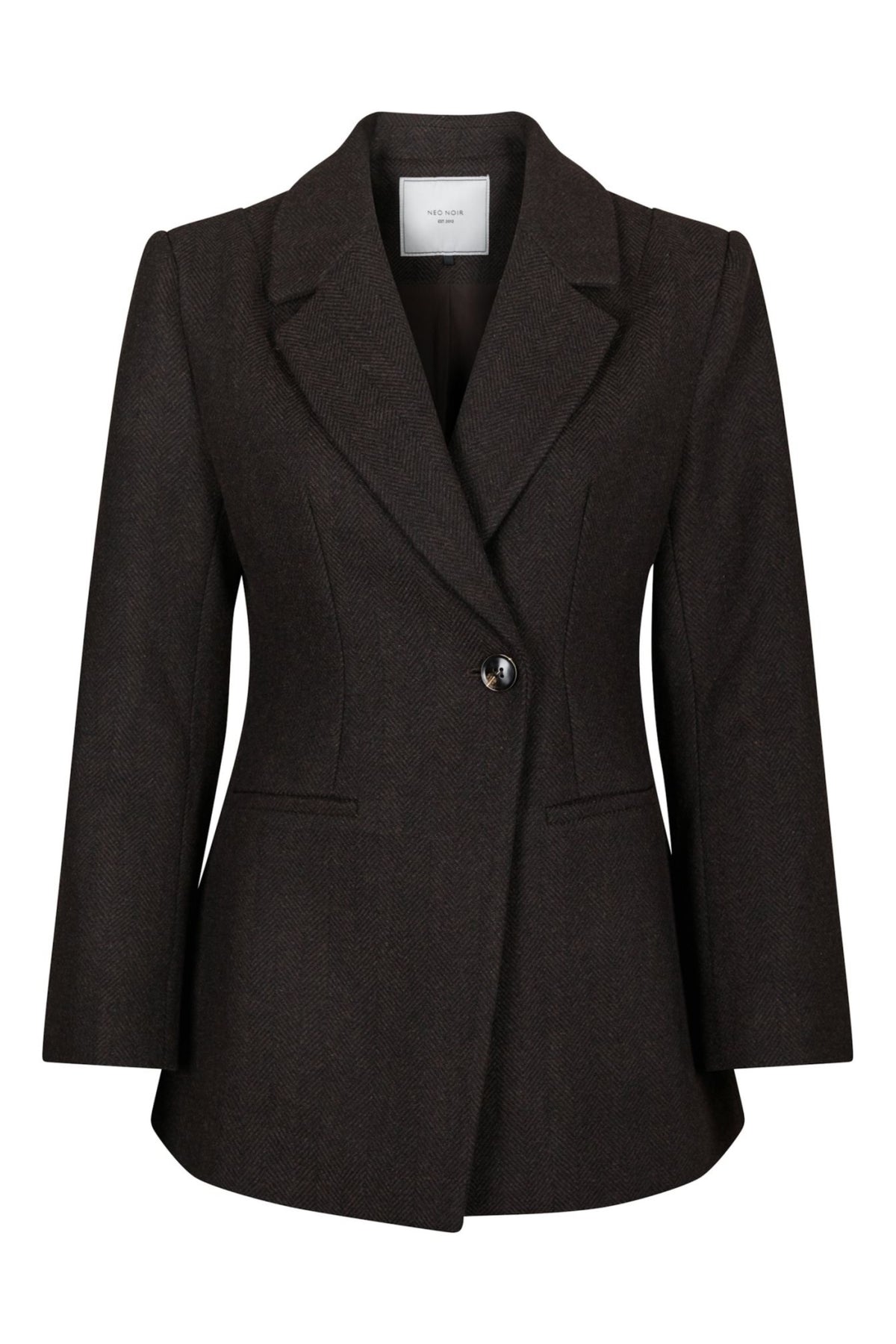 Bowie Herringbone F Blazer - Dark Brown