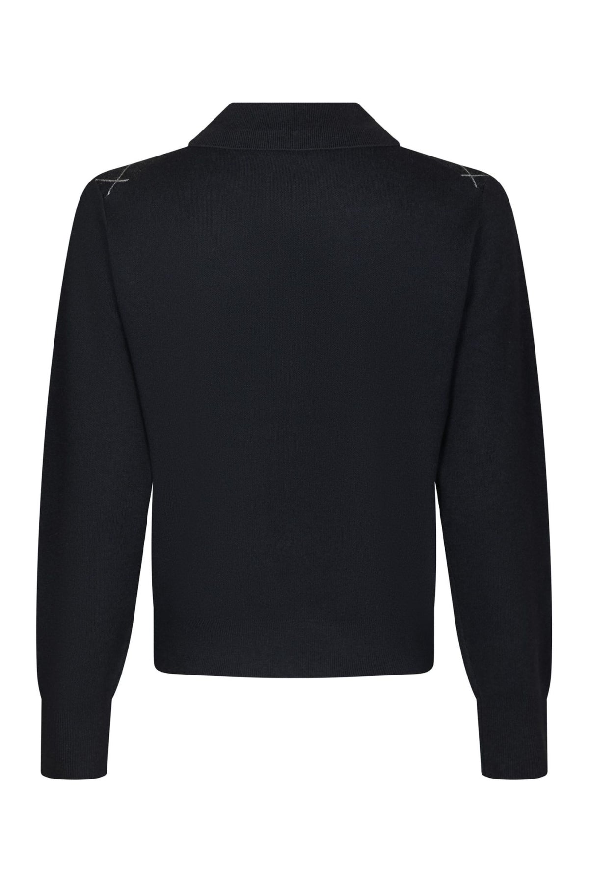 Julina Check Knit Blouse - Navy