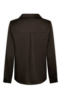 Hazelle Drapy Satin Shirt - Dark Brown