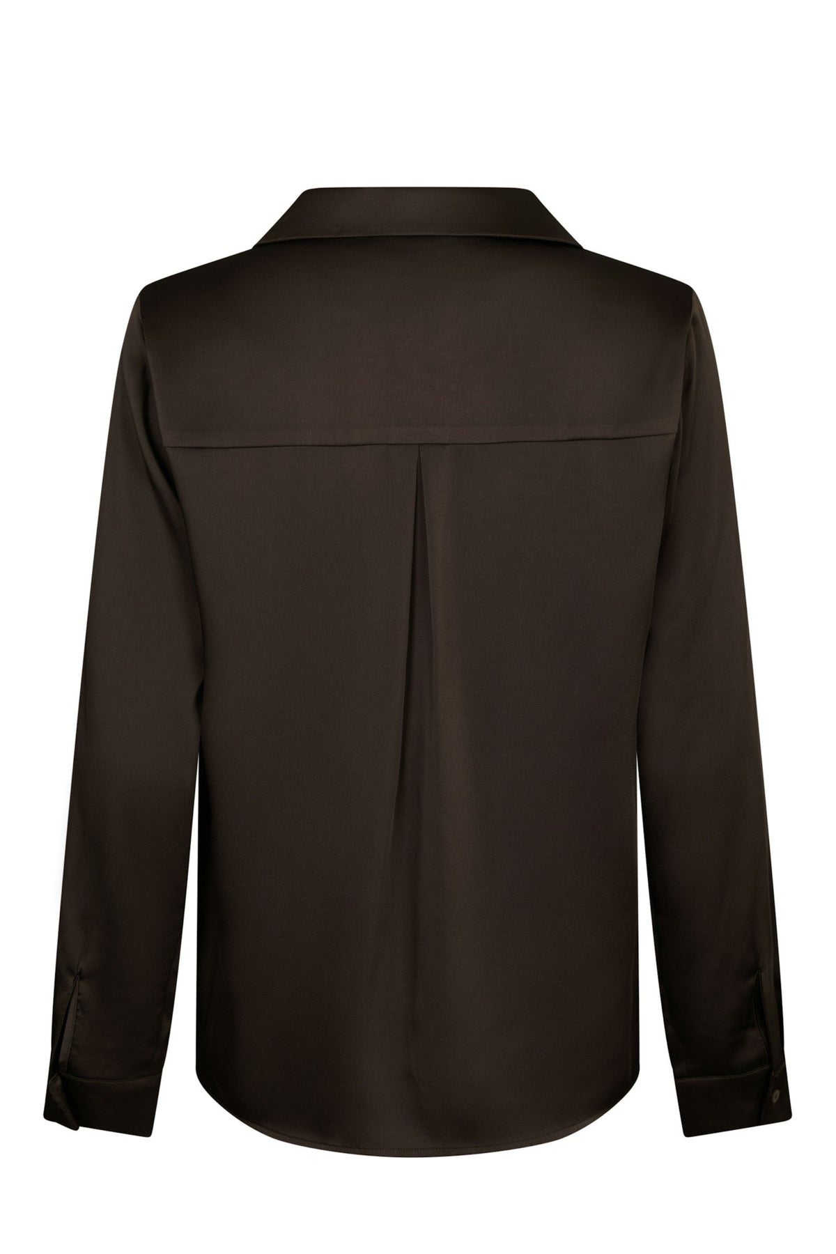 Hazelle Drapy Satin Shirt - Dark Brown