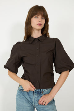 Ismara Solid Shirt - Dark Brown