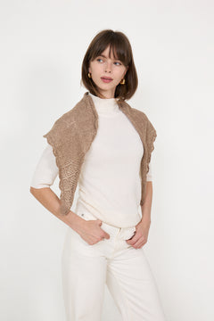 Misty Medium Pointelle Scarf - Beige Melange
