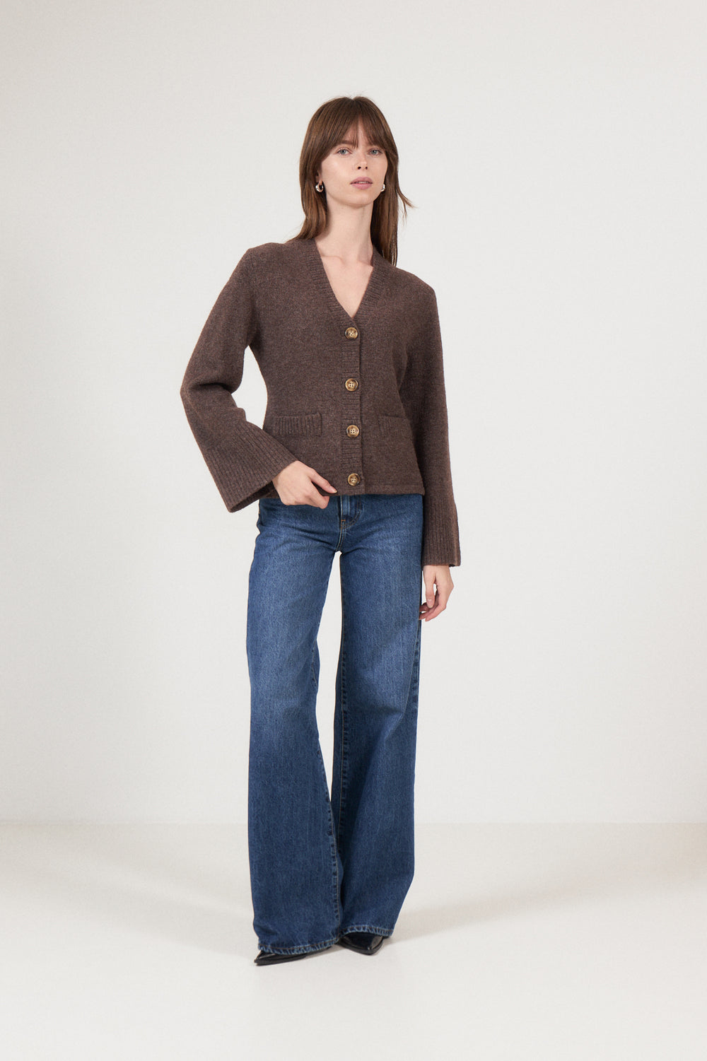 Pixie Knit Cardigan - Brown Melange