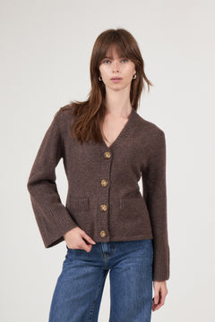 Pixie Knit Cardigan - Brown Melange