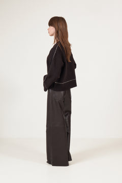 Roeme Knit Stitch Blouse - Dark Brown