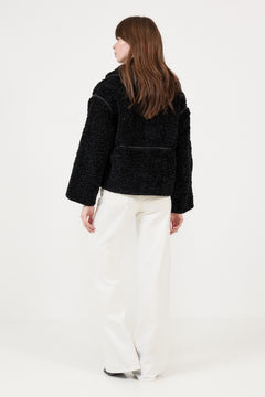 Castor Faux Fur Jacket - Black