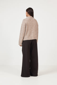 Taura Fluffy Knit Cardigan - Beige Melange