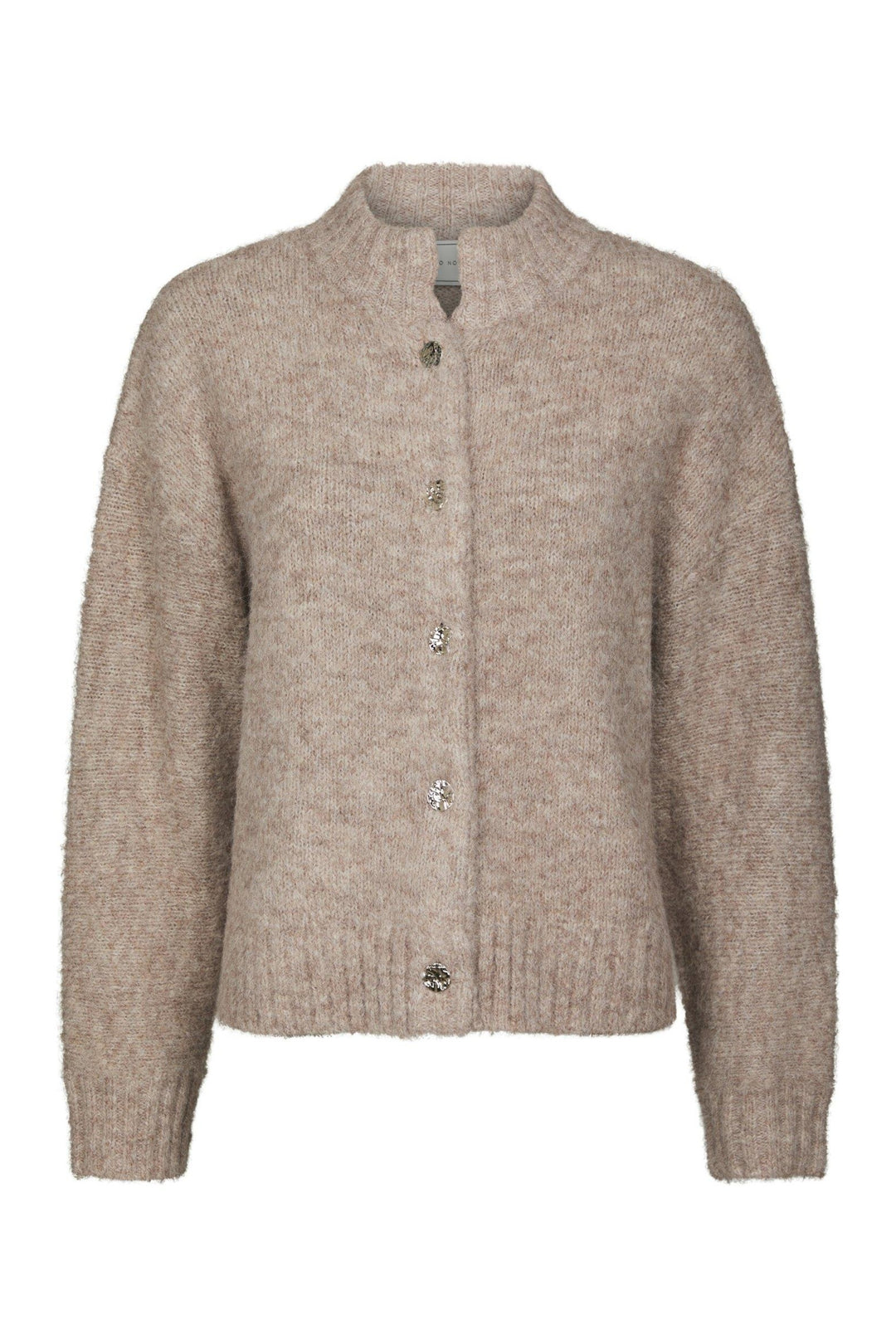 Taura Fluffy Knit Cardigan - Beige Melange