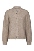 Taura Fluffy Knit Cardigan - Beige Melange