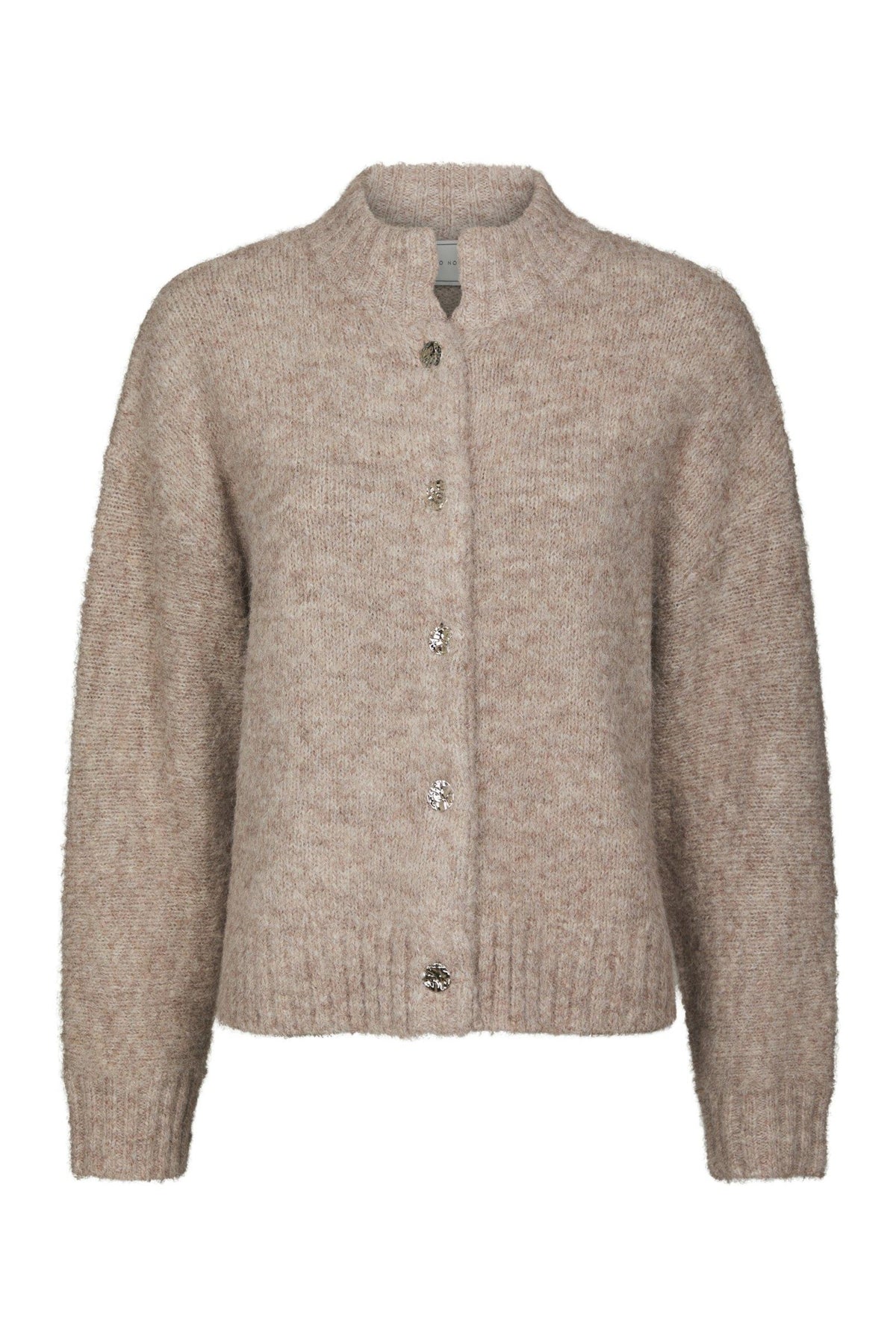 Taura Fluffy Knit Cardigan - Beige Melange