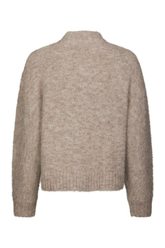 Taura Fluffy Knit Cardigan - Beige Melange